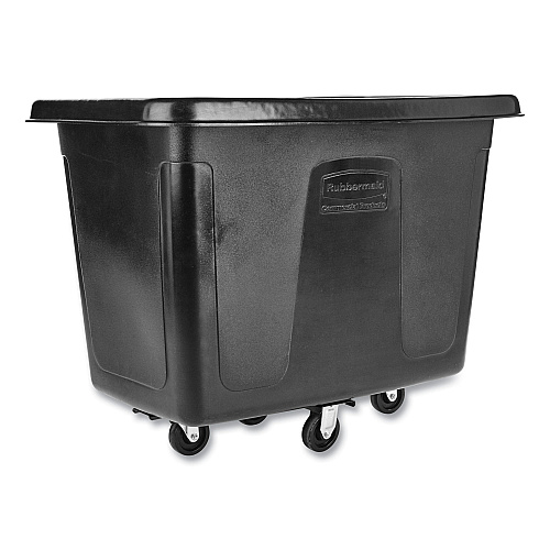Rubbermaid Commercial Cube Truck, 59 gal, 300 lb Capacity, Plastic, Black (4608BLA)