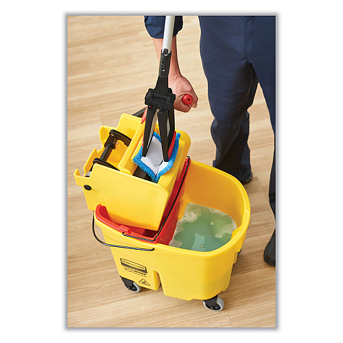 Rubbermaid Commercial WaveBrake 2.0 Bucket/Wringer Combos, Down-Press, 44 qt, Plastic, Yellow (FG757688YEL)