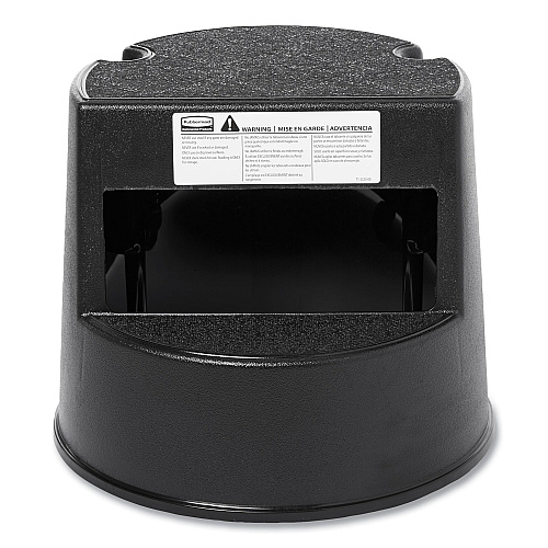 Rubbermaid Commercial Rolling Step Stool, Curved Design, 2-Step, Retracting Casters, 350 lb Capacity, 16" Diameter x 13.5"h, Black (252300BK)