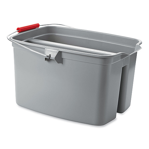 Rubbermaid Commercial Double Utility Pail, 17 qt, Plastic, Gray (2617GRA)