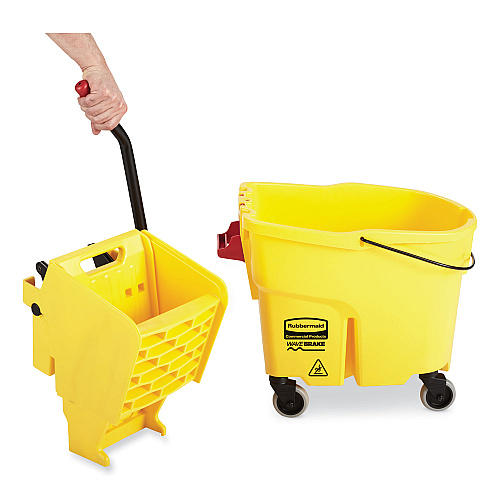 Rubbermaid Commercial WaveBrake 2.0 Bucket/Wringer Combos, Side-Press, 26 qt, Plastic, Yellow (FG748000YEL)