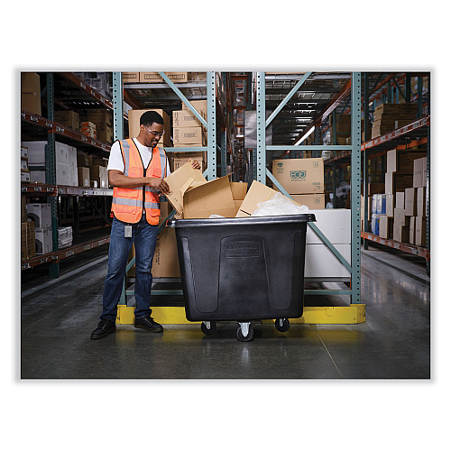 Rubbermaid Commercial Cube Truck, 119.7 gal, 500 lb Capacity, Plastic/Metal, Black (FG461600BLA)