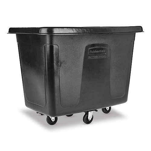 Rubbermaid Commercial Cube Truck, 105 gal, 500 lb Capacity, Plastic, Black (4614BLA)
