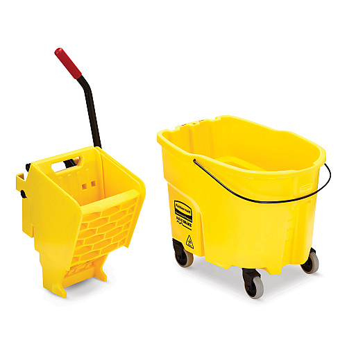Rubbermaid Commercial WaveBrake 2.0 Bucket/Wringer Combos, Side-Press, 35 qt, Plastic, Yellow (FG758088YEL)