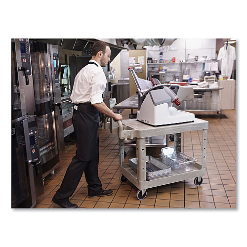Rubbermaid Commercial Flat Shelf Utility Cart, Plastic, 2 Shelves, 500 lb Capacity, 19.19" x 37.88" x 33.33", Black (450500BK)
