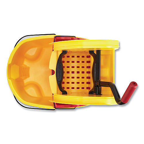 Rubbermaid Commercial WaveBrake 2.0 Bucket/Wringer Combos, Down-Press, 35 qt, Plastic, Yellow (FG757788YEL)
