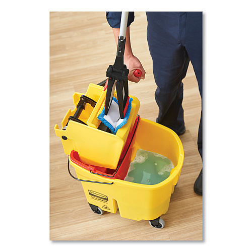Rubbermaid Commercial WaveBrake 2.0 Bucket/Wringer Combos, Side-Press, 26 qt, Plastic, Yellow (FG748000YEL)