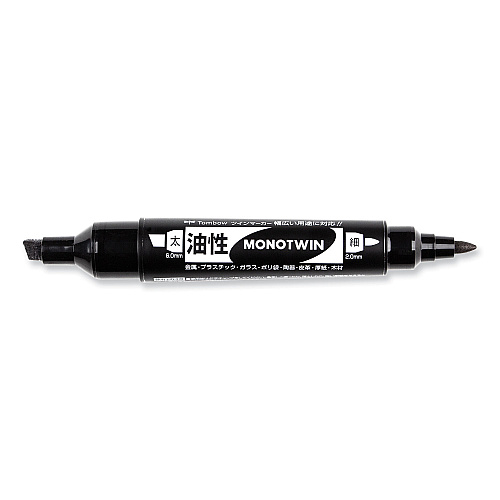 Tombow Mono Twin Bold Permanent Marker, Fine/Broad Tips, Black, 10/Box (56646)