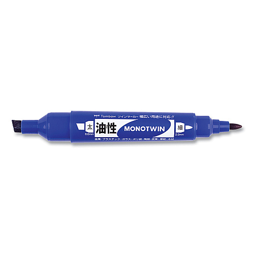 Tombow Mono Twin Bold Permanent Marker, Fine/Broad Tips, Blue, 10/Box (56648)
