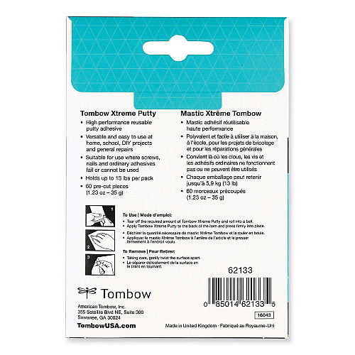 Tombow Xtreme Putty, Removable and Reusable, 1.23 oz, 60/Pack (62133)