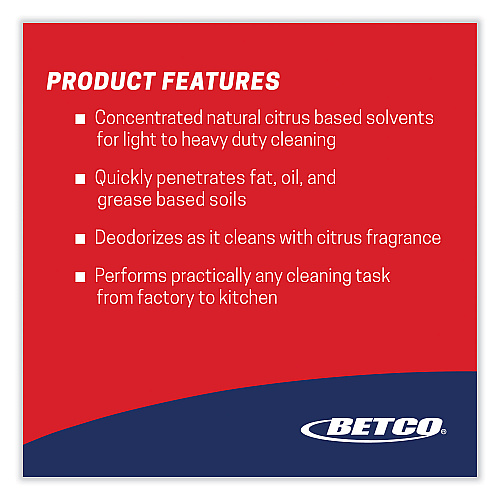 Betco Citrus Chisel, Citrus Scent, 1 gal Bottle, 4/Carton (1670400)