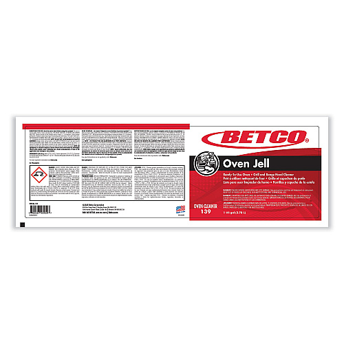 Betco Oven Jell Cleaner, Lemon Scent, 1 gal Bottle, 4/Carton (1390400)