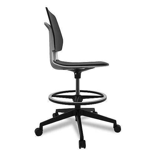 Safco Commute Extended Height Task Chair, Supports Up to 275 lb, 22.25" to 32.25" Seat Height, Black Seat, Black Back, Black Base (7827BL)
