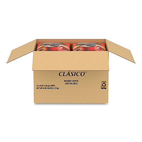 Nescaf Clasico Dark Roast Instant Coffee, 8 oz, 12/Carton (70948CT)