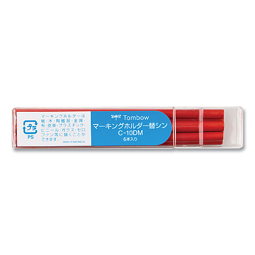 Tombow Mechanical Wax-Based Marking Pencil Refills, 4.4 mm, Red, 10/Box (51541)