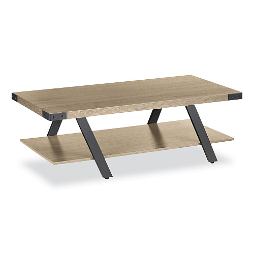 Safco Coffee Table, Rectangular, 48 x 23.75 x 16, Sand Dune Top, Black Base (MRCFTSDD)