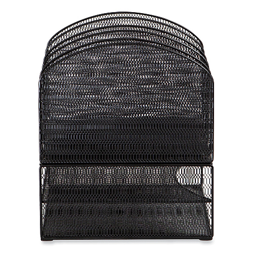 Safco Onyx Mesh Desk Organizer, Two Horizontal and Six Upright Sections, Letter Size Files, 13.25 x 11.32 x 13.32, Black (3214BLKD)