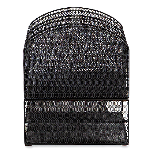 Safco Onyx Mesh Desk Organizer with Three Horizontal and Upright Sections, Letter Size Files, 19.62 x 11.32 x 8.5, Black (3213BLKD)