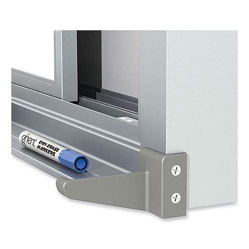 Ghent Horizontal Sliding Porcelain Magnetic Whiteboard, 120 x 48, White Surface, Satin Aluminum Frame (HSM2410)
