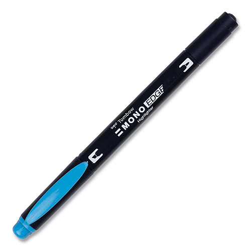 Tombow Highlighters, Skyblue Ink, Bullet/Chisel Tip, Skyblue Barrel, 10/Box (56413)