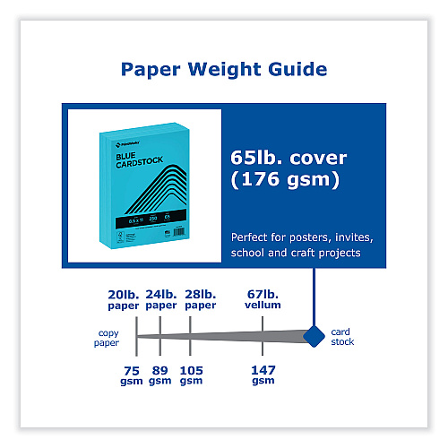 Printworks Professional Color Cardstock, 65 lb Cover Weight, 8.5 x 11, Blue, 250/Ream (00114)