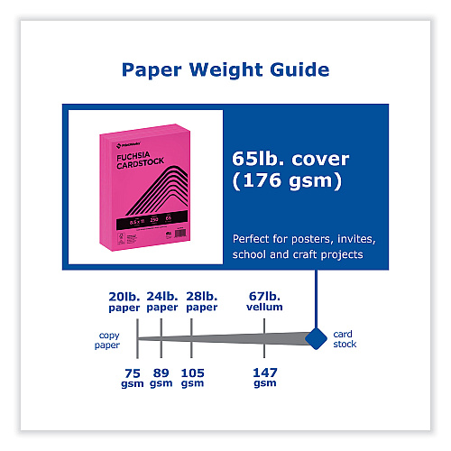 Printworks Professional Color Cardstock, 65 lb Cover Weight, 8.5 x 11, Fuchsia, 250/Ream (00112)