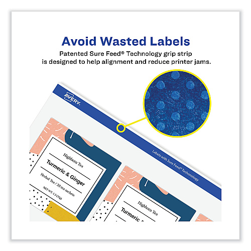 Avery Vibrant Inkjet Color-Print Labels w/ Sure Feed, 2 x 4, Matte White, 200/PK (8253)