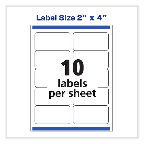 Avery Vibrant Inkjet Color-Print Labels w/ Sure Feed, 2 x 4, Matte White, 200/PK (8253)