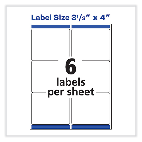 Avery Vibrant Inkjet Color-Print Labels w/ Sure Feed, 3.33 x 4, Matte White, 120/PK (8254)