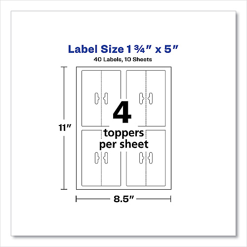 Avery Sure Feed Printable Toppers with Bags, 1.75 x 5, White, 40/Pack (22801)