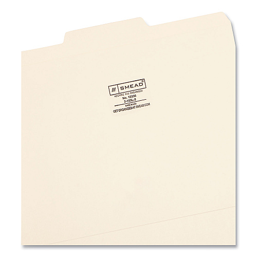 Smead Reinforced Tab Manila File Folders, 1/3-Cut Tabs: Center Position, Letter Size, 0.75" Expansion, 11-pt Manila, 100/Box 8 1/2" x 11" - 3/4" Expansion - Top Tab Location - Center Tab Position - 11 pt. - 2 Plys - Manila - Reinforced, Durable, R (10336)