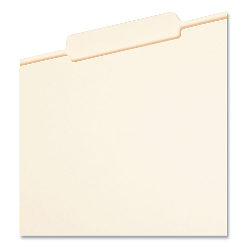 Smead Reinforced Guide Height File Folders, 2/5-Cut Tabs: Right of Center Position, Letter Size, 0.75" Expansion, Manila, 100/Box (10376)