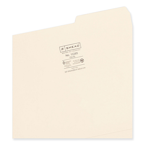Smead Manila Guide Height Systems File Folders, 2/5-Cut Tabs: Right of Center, Letter Size, 0.75" Expansion, Manila, 100/Box (10385)