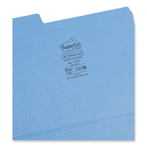 Smead SuperTab Colored File Folders, 1/3-Cut Tabs: Assorted, Letter Size, 0.75" Expansion, 14-pt Stock, Assorted Colors, 50/Box (10410)