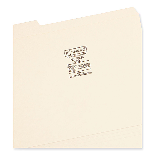 Smead Reinforced Tab Manila File Folders, 1/3-Cut Tabs: Assorted, Letter Size, 0.75" Expansion, 14-pt Manila, 100/Box (10434)