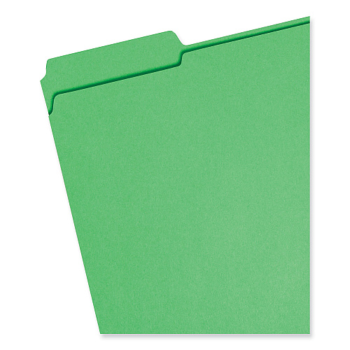 Smead Reinforced Top Tab Colored File Folders, 1/3-Cut Tabs: Assorted, Letter Size, 0.75" Expansion, Green, 100/Box (12134)