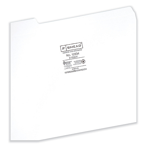 Smead Reinforced Top Tab Colored File Folders, 1/3-Cut Tabs: Assorted, Letter Size, 0.75" Expansion, White, 100/Box (12834)
