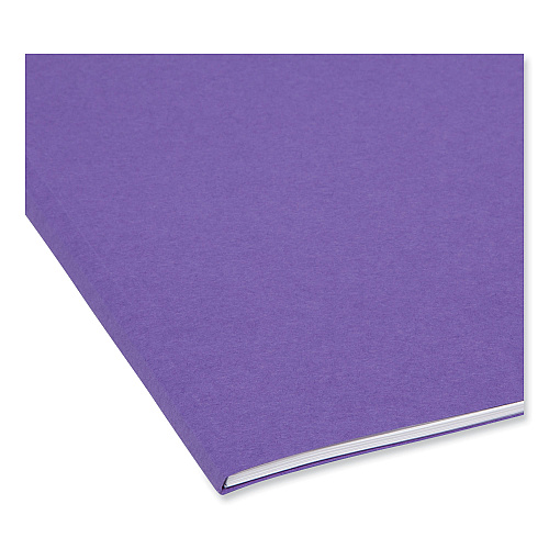 Smead Reinforced Top Tab Colored File Folders, 1/3-Cut Tabs: Assorted, Letter Size, 0.75" Expansion, Purple, 100/Box (13034)