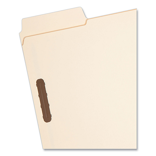 Smead SuperTab Reinforced Guide Height Fastener Folders, 11-pt Manila, 0.75" Expansion, 2 Fasteners, Letter Size, Manila, 50/Box (14535)