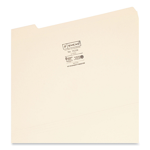 Smead Reinforced Tab Manila File Folders, 1/3-Cut Tabs: Assorted, Legal Size, 0.75" Expansion, 11-pt Manila, 100/Box (15334)
