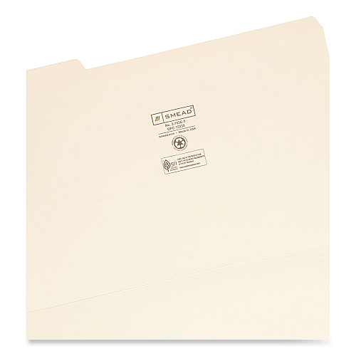 Smead Reinforced Tab Manila File Folders, 1/3-Cut Tabs: Left Position, Legal Size, 0.75" Expansion, 11-pt Manila, 100/Box 8 1/2" x 14" - 3/4" Expansion - Top Tab Location - Left Tab Position - 11 pt. - 2 Plys - Manila - Reinforced, Durable, Reinfo (15335)