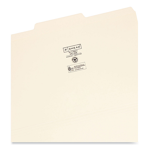 Smead Reinforced Tab Manila File Folders, 1/3-Cut Tabs: Center Position, Legal Size, 0.75" Expansion, 11-pt Manila, 100/Box (15336)