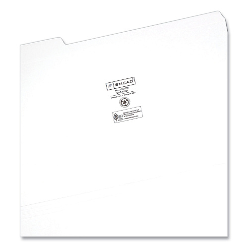 Smead Reinforced Top Tab Colored File Folders, 1/3-Cut Tabs: Assorted, Legal Size, 0.75" Expansion, White, 100/Box 8 1/2" x 14" - 3/4" Expansion - Top Tab Location - Assorted Tab Position - 11 pt. - 2 Plys - White - 10% Recycled - 100 / Box (17834)