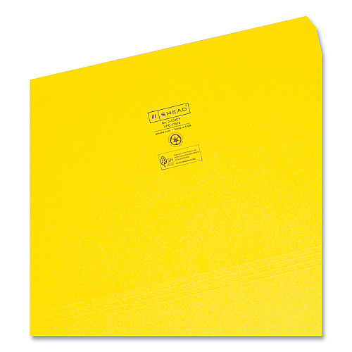 Smead Reinforced Top Tab Colored File Folders, Straight Tabs, Legal Size, 0.75" Expansion, Yellow, 100/Box (17910)