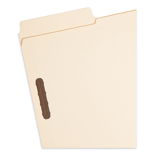 Smead SuperTab Reinforced Guide Height Fastener Folders, 14-pt Manila, 0.75" Expansion, 2 Fasteners, Legal Size, Manila, 50/Box (19545)