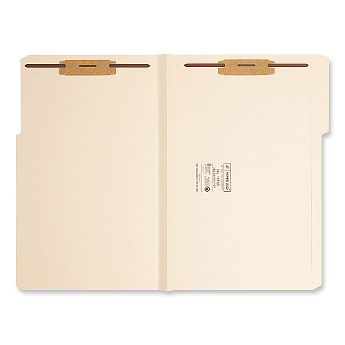 Smead Top Tab Manila Expansion Fastener Folders, 1.5" Expansion, 2 Fasteners, Legal Size, Manila Exterior, 50/Box (19595)
