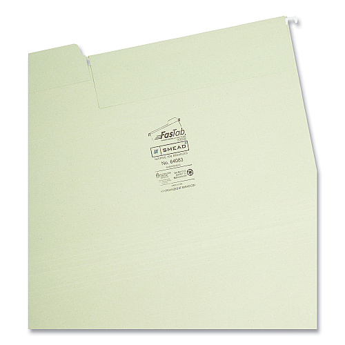 Smead FasTab Hanging Folders, Legal Size, 1/3-Cut Tabs, Moss, 20/Box (64083)