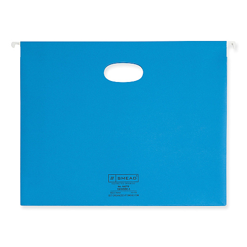 Smead Hanging Pockets with Full-Height Gusset, 1 Section, 3" Capacity, Letter Size, 1/5-Cut Tabs, Sky Blue, 25/Box (64270)