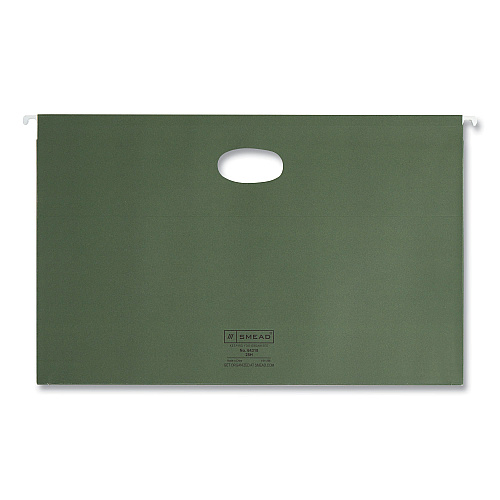 Smead Hanging Pockets with Full-Height Gusset, 1 Section, 1.75" Capacity, Legal Size, Standard Green, 25/Box (64318)