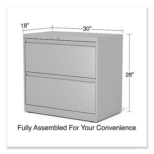Alera Lateral File, 2 Legal/Letter-Size File Drawers, Light Gray, 36" x 18.63" x 28" (ALEHLF3029LG)